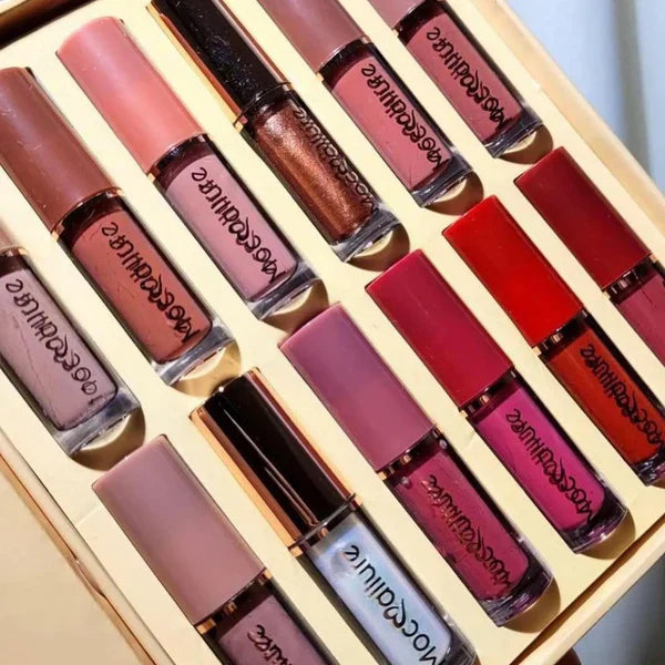 12 Pcs MOCALLURE Matte Lip Kit - Waterproof & Long Lasting (Full Box) - Makeup Basket