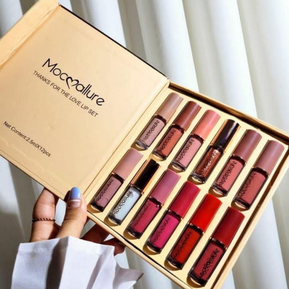 12 Pcs MOCALLURE Matte Lip Kit - Waterproof & Long Lasting (Full Box) - Makeup Basket