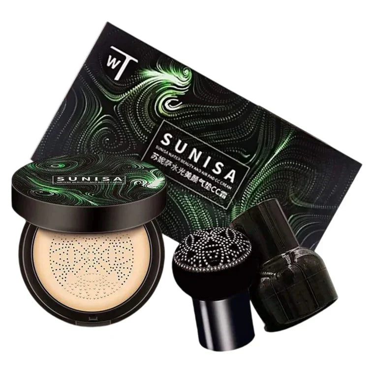 Sunisa 3-in-1 Mushroom Head Air Cushion CC Cream | Waterproof Full Coverage Foundation (20g) - Makeup Basket
